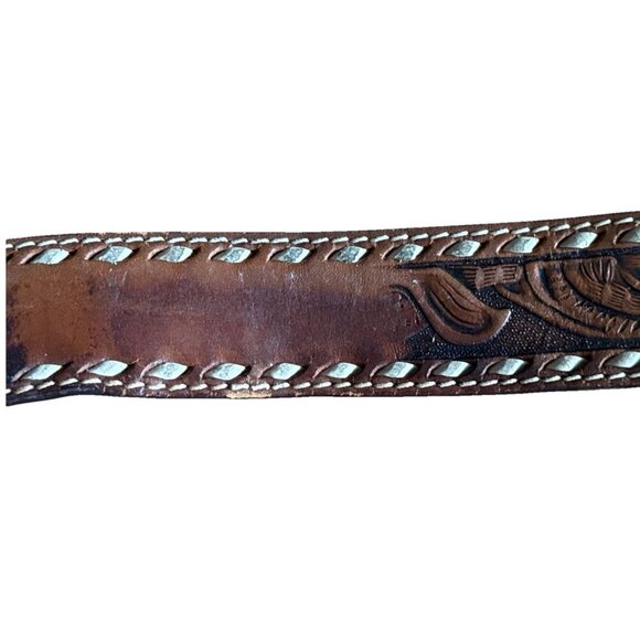 Southwest Clothiers, Inc. Leather Raw Grain Saddle Leather Belt SZ 36 Hand Laced - Picture 5 of 16